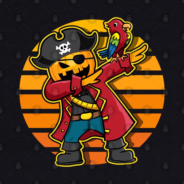 Halloween Dabbing Pumpkin Pirate and Parrot by RadStar